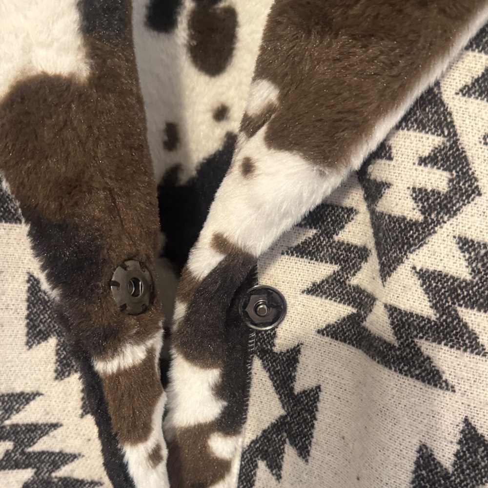 Aztec Patterned Bomber Jacket - Black And White - image 7